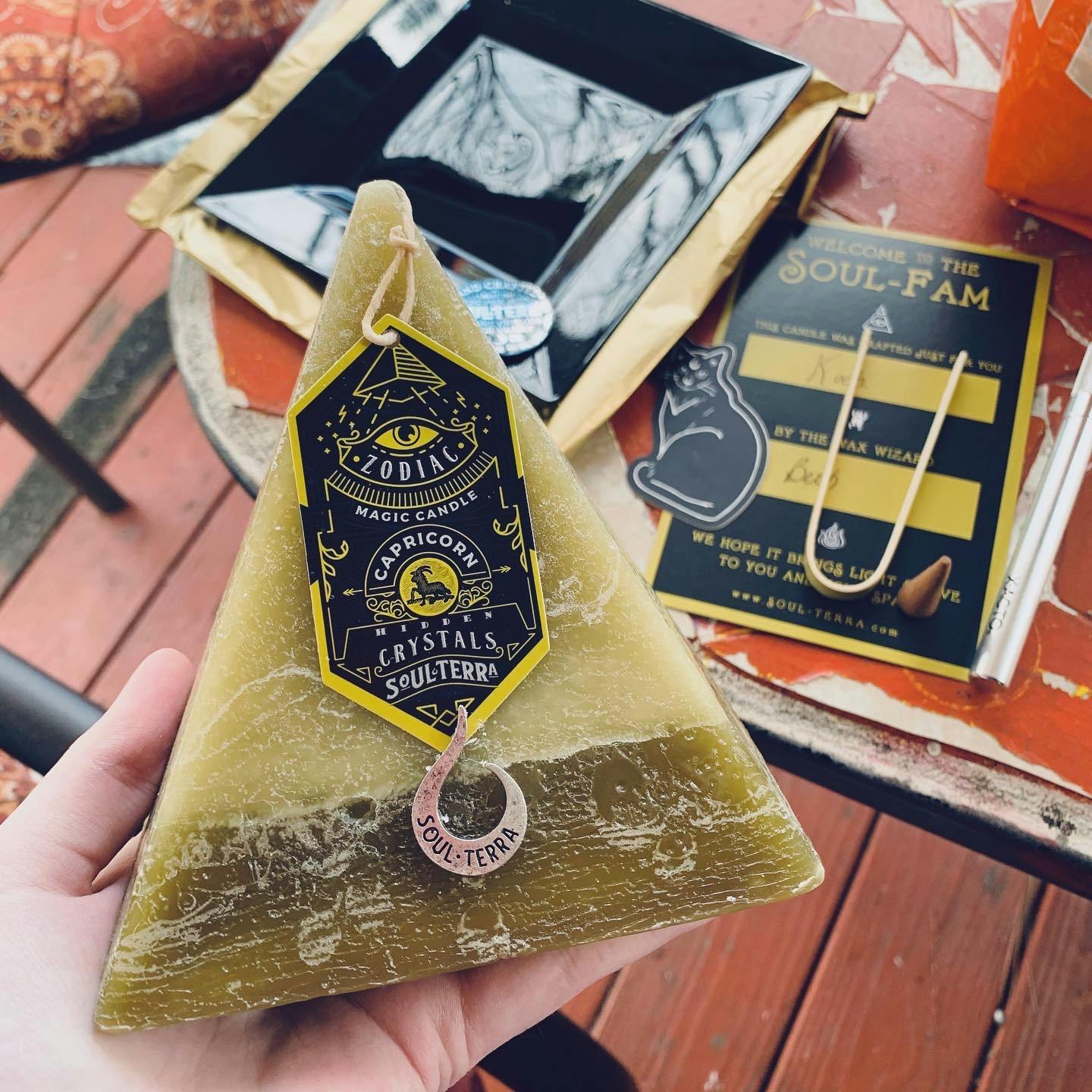 THE ARCHER Sagittarius Crystal Pyramid Candle SOUL/\TERRA