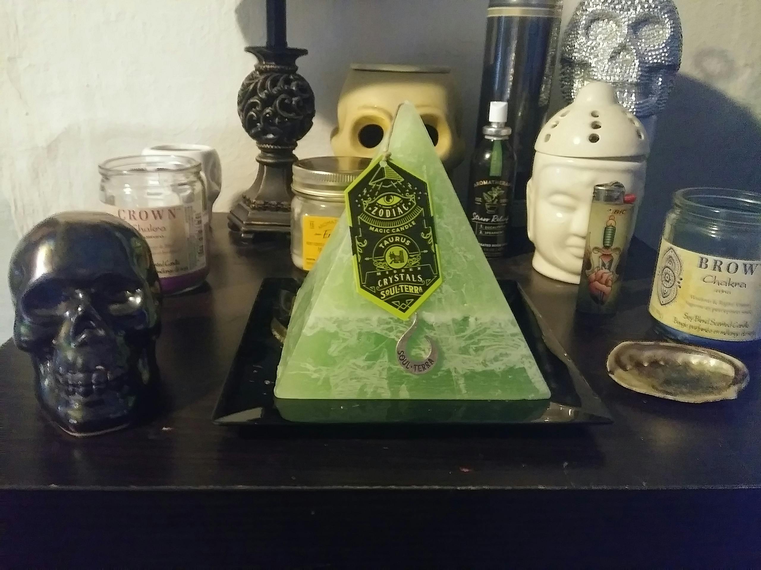Scorpio Pyramid Candle with Hidden Crystal Gems Inside! SOUL/\TERRA