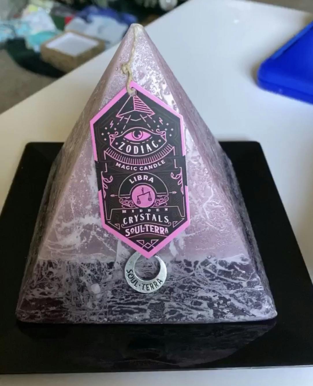 Virgo Pyramid Candle with Hidden Crystal Gems Inside! SOUL/\TERRA