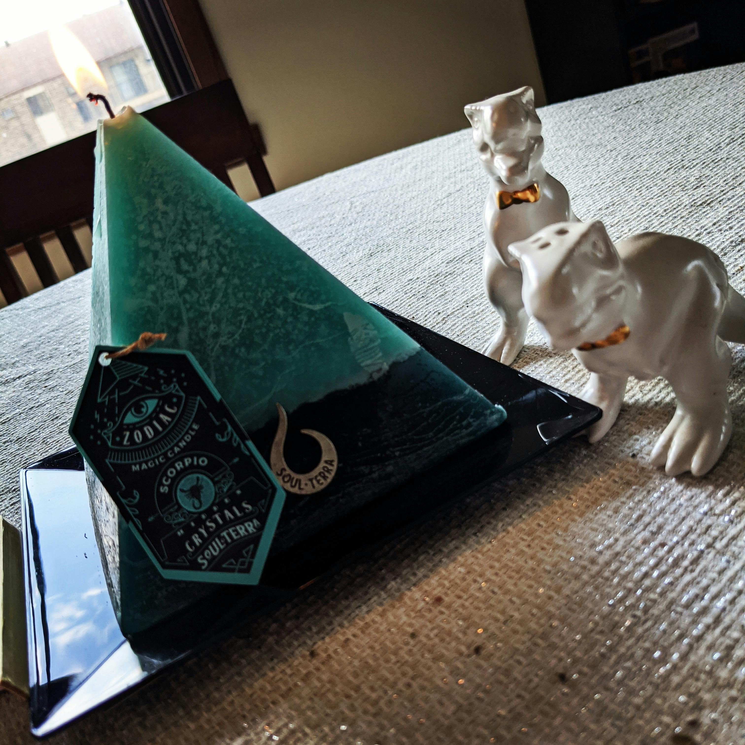 Scorpio Pyramid Candle with Hidden Crystal Gems Inside! SOUL/\TERRA