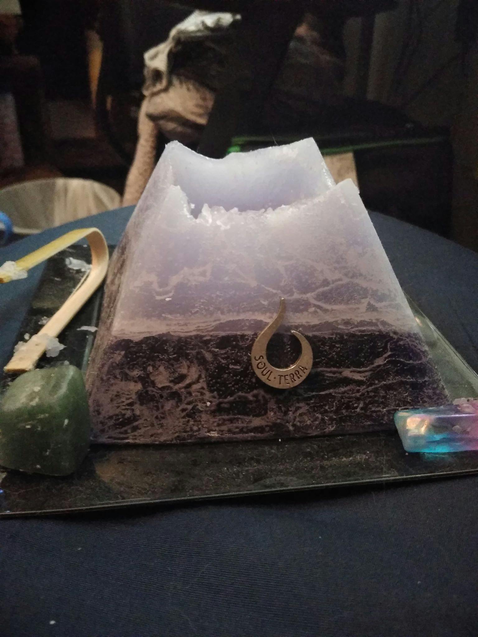 Aquarius Pyramid Candle Discover a Hidden Mystery Crystal Inside