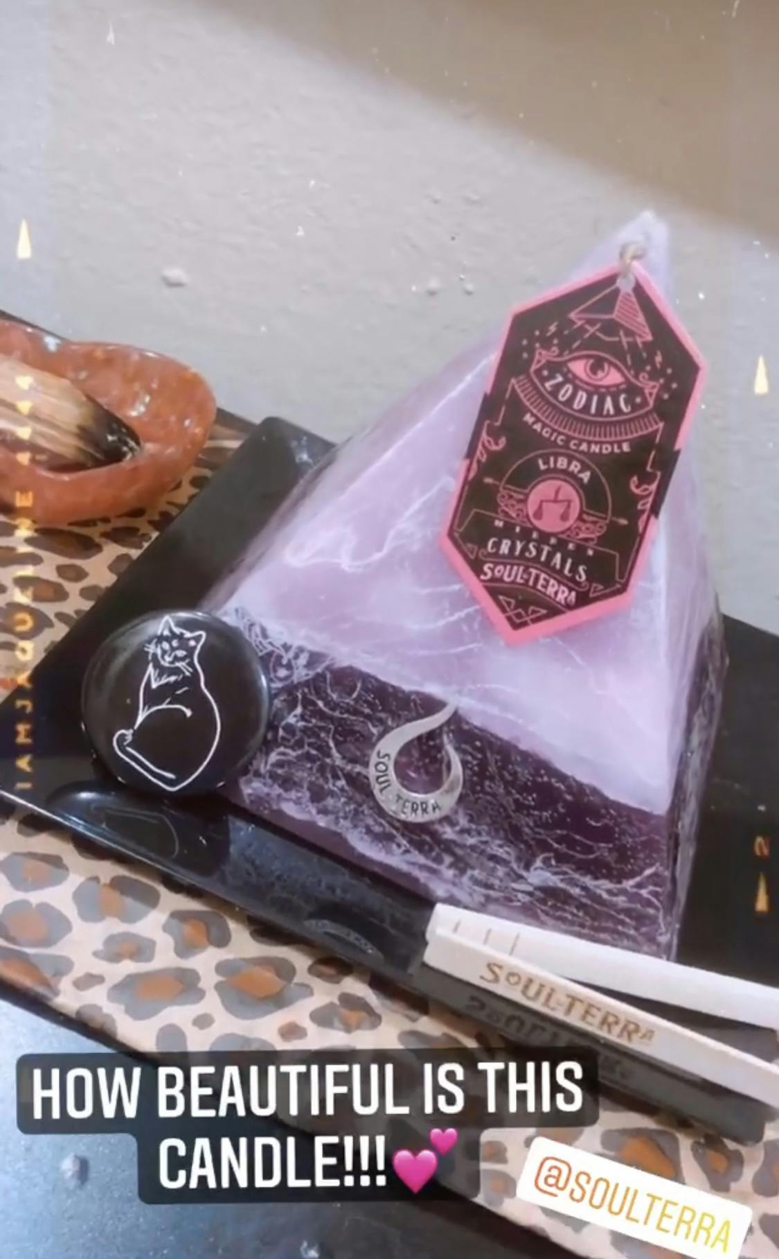 Taurus Pyramid Candle with Hidden Crystal Gems Inside! SOUL/\TERRA