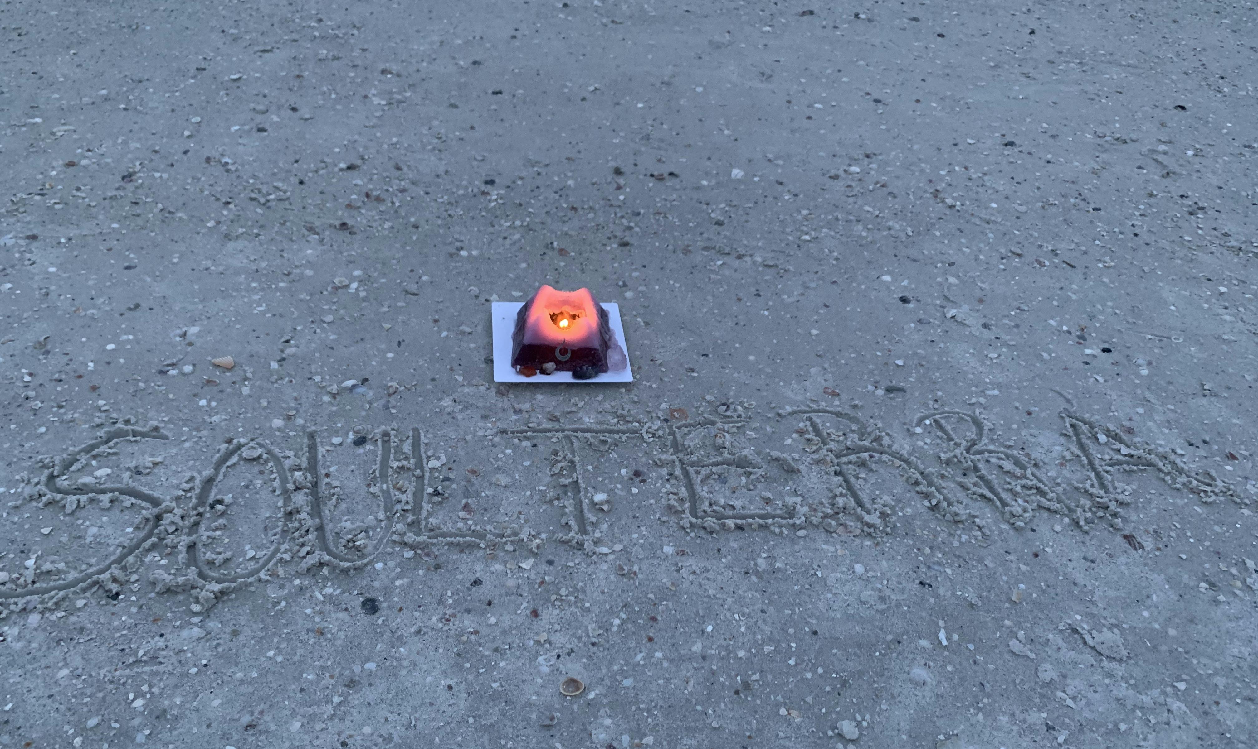 Taurus Pyramid Candle with Hidden Crystal Gems Inside! SOUL/\TERRA