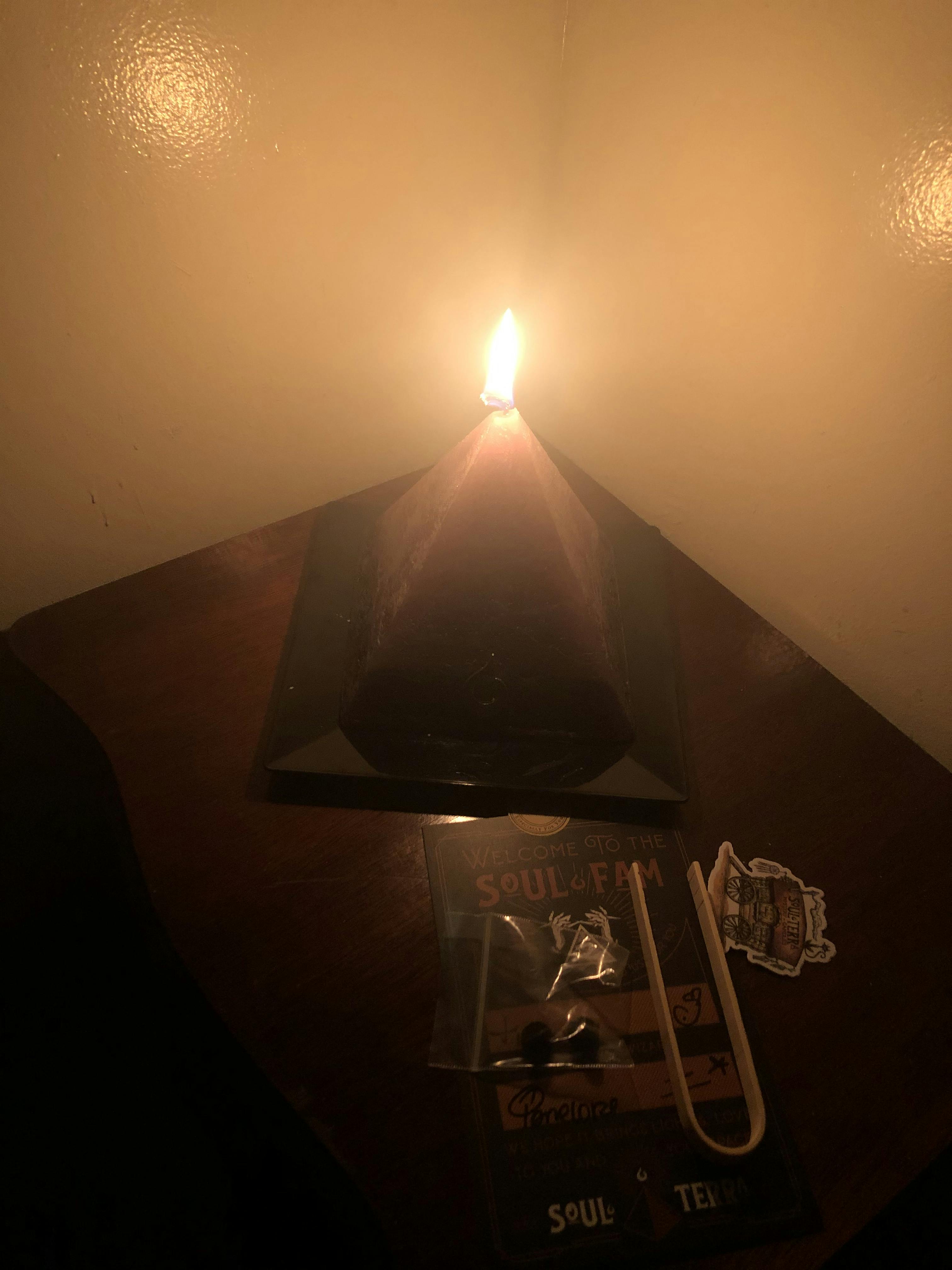 Pisces Pyramid Candle with Hidden Crystal Gems Inside! SOUL/\TERRA