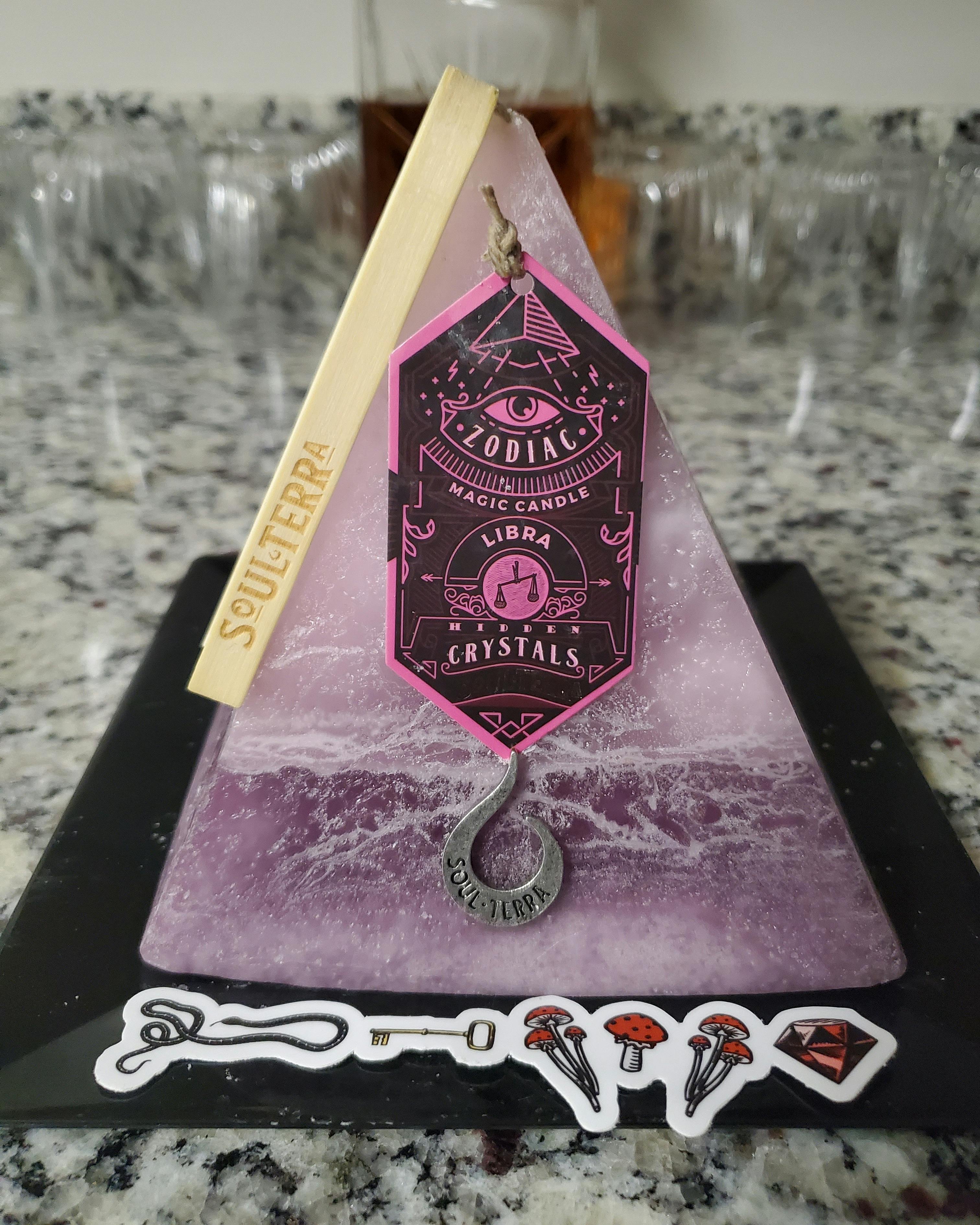 Pisces Pyramid Candle with Hidden Crystal Gems Inside! SOUL/\TERRA