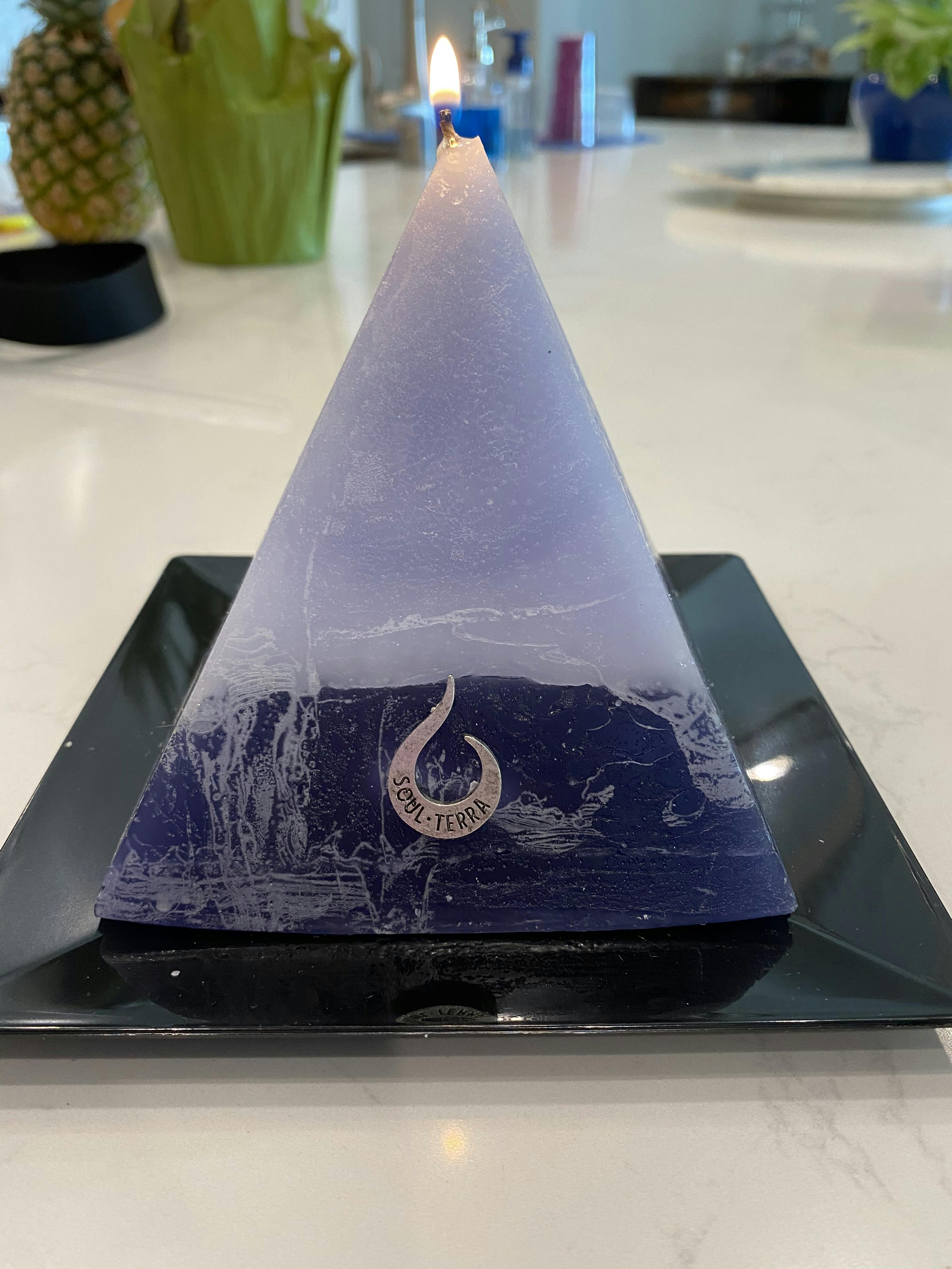 Aquarius Pyramid Candle Discover a Hidden Mystery Crystal Inside! SOUL/\TERRA