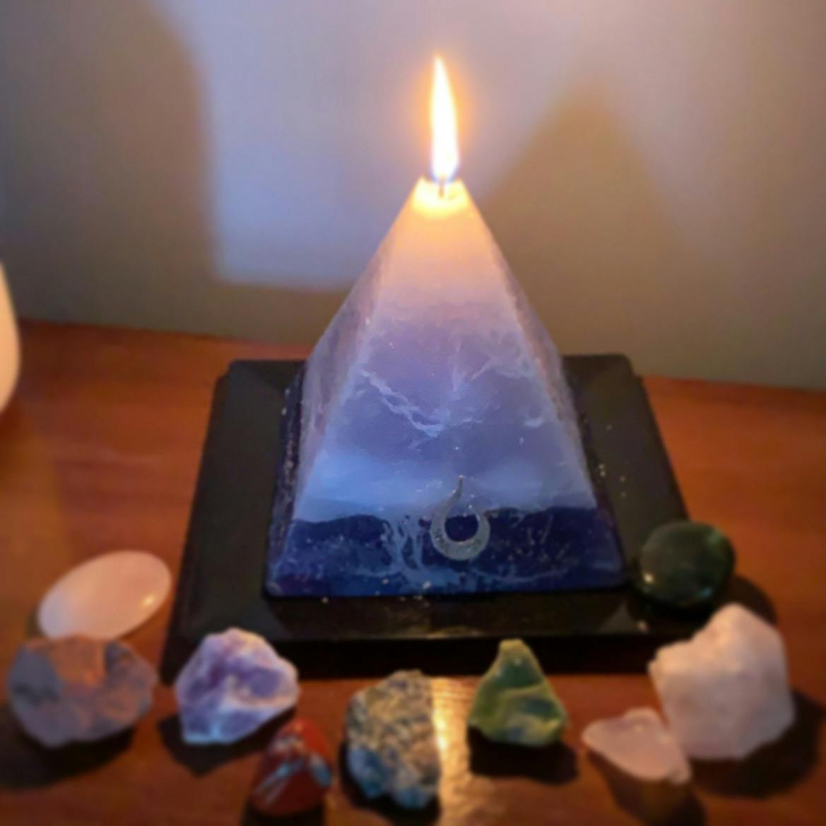 Aquarius Pyramid Candle Discover a Hidden Mystery Crystal Inside! SOUL/\TERRA