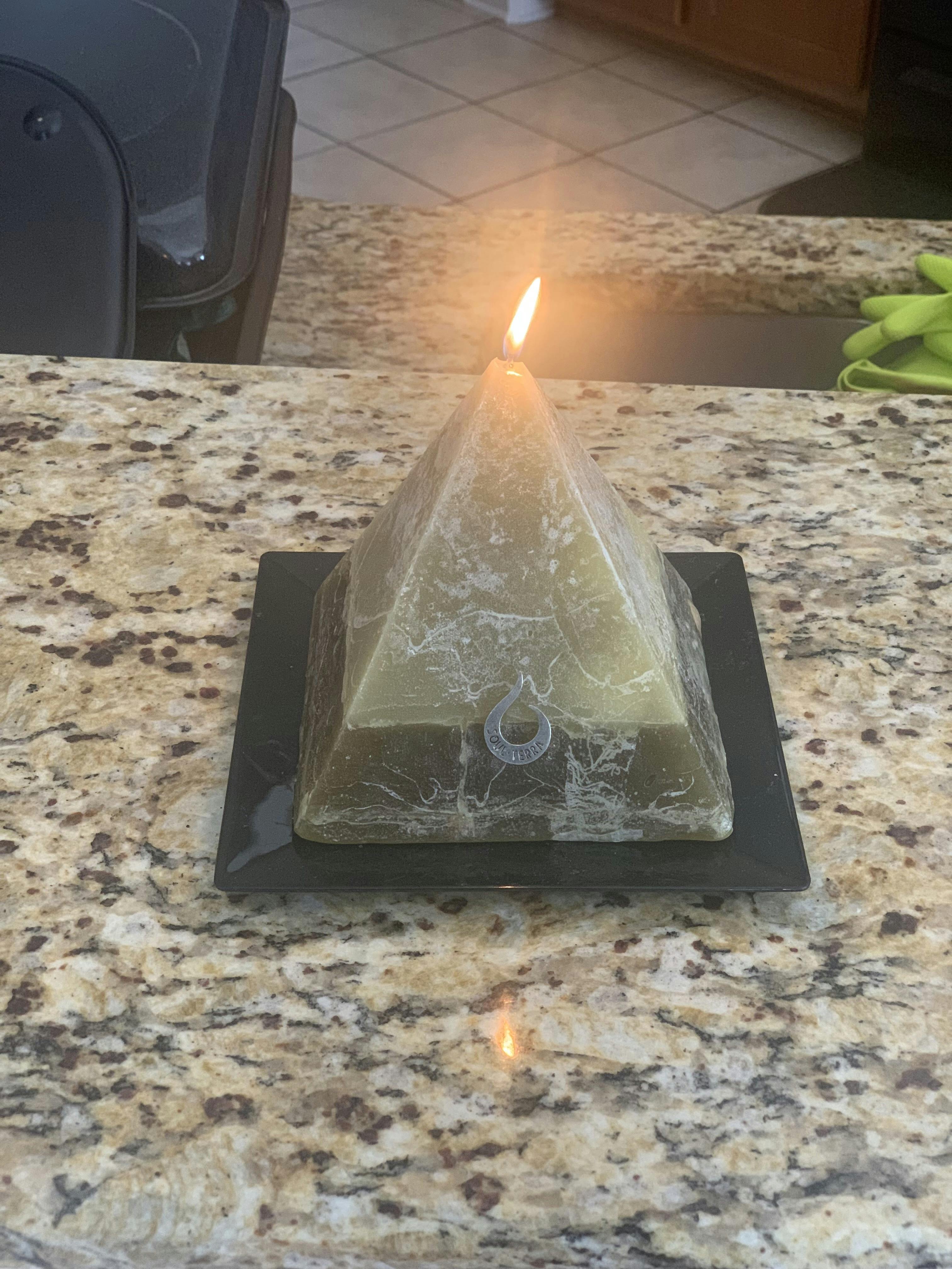Gemini Pyramid Candle Discover a Hidden Mystery Crystal Inside