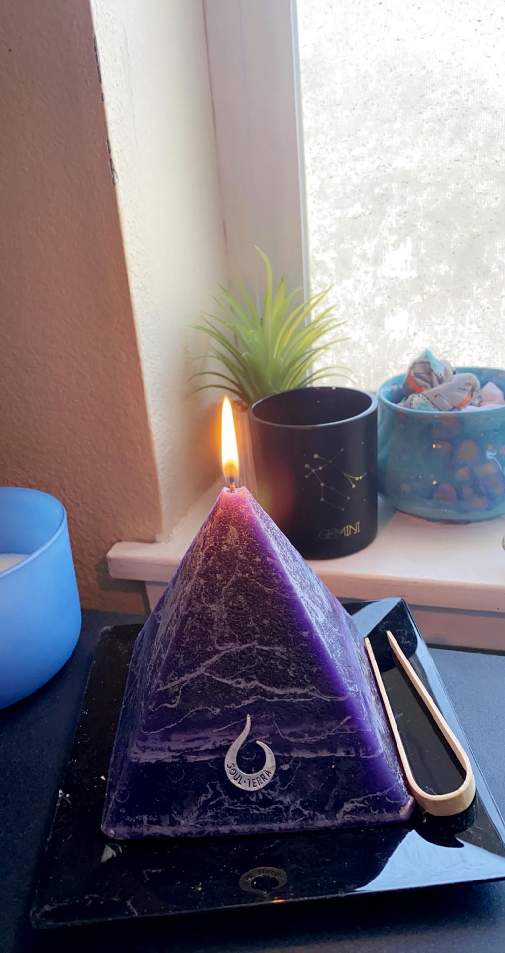 Libra Pyramid Candle with Hidden Crystal Gems Inside! SOUL/\TERRA