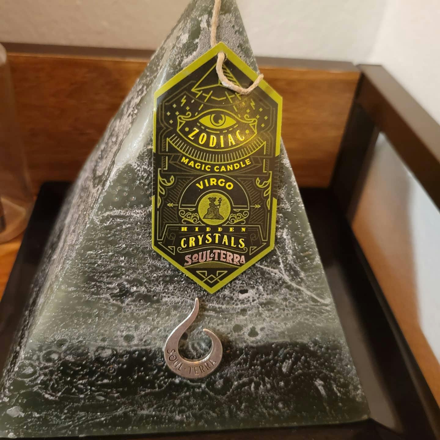 Pisces Pyramid Candle with Hidden Crystal Gems Inside