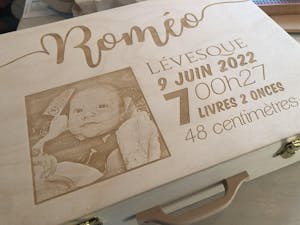 Valise de naissance: photographie personnalisée