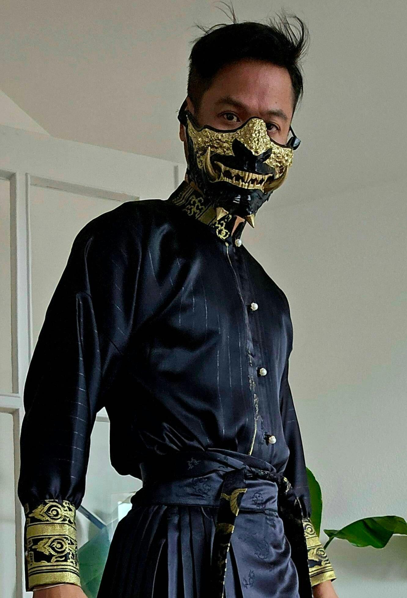 Japanese Oni Mask - Glossy Black – Space Armory | Japanese Mask