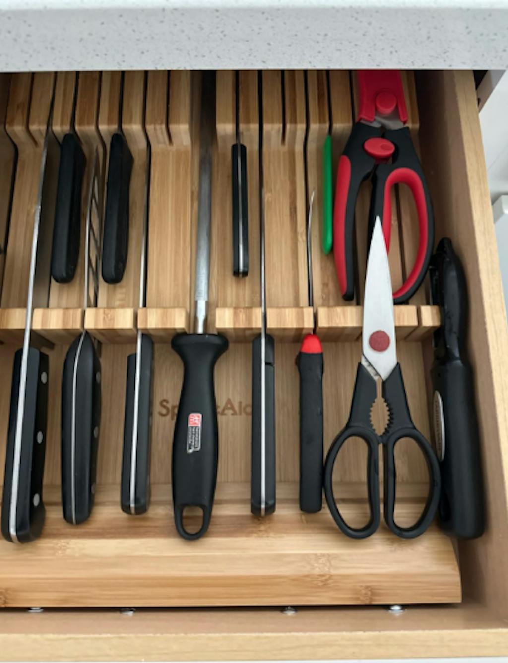 SpaceAid Bamboo Knife Holder for Drawer, Small