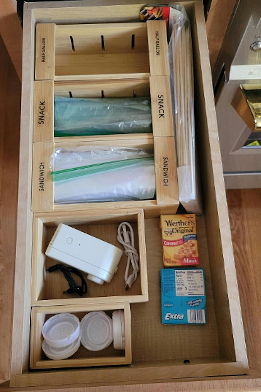 SpaceAid Bamboo Bag Organizer Storage for Kitchen Drawer, 5 Pack Set