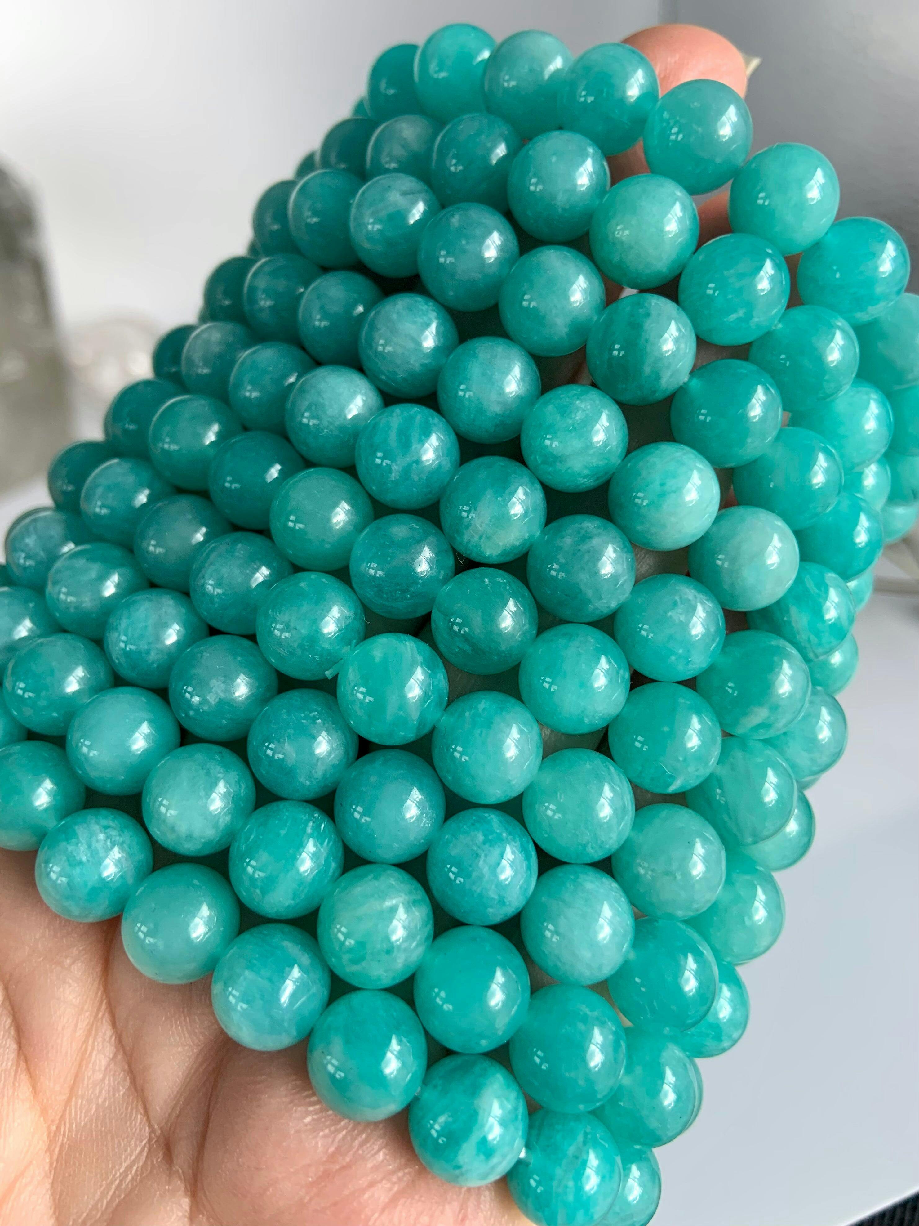 Beautiful Hand-cut buy Faceted Amazonite Beaded Bracelet Gorgeous Pastel Mint Green Blue Wintergreen Hue