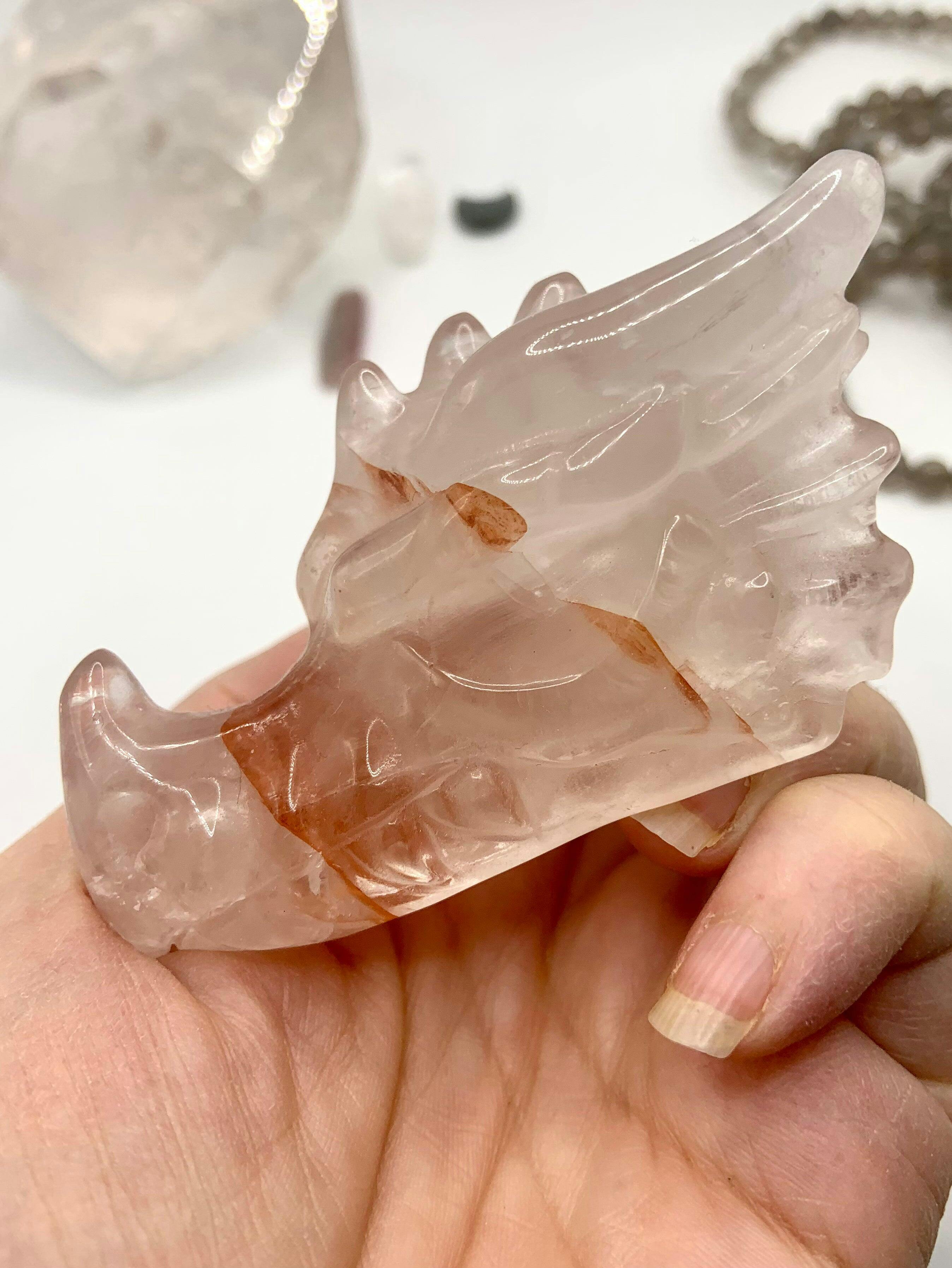 Outlet Large Rose Quartz Dragon Head