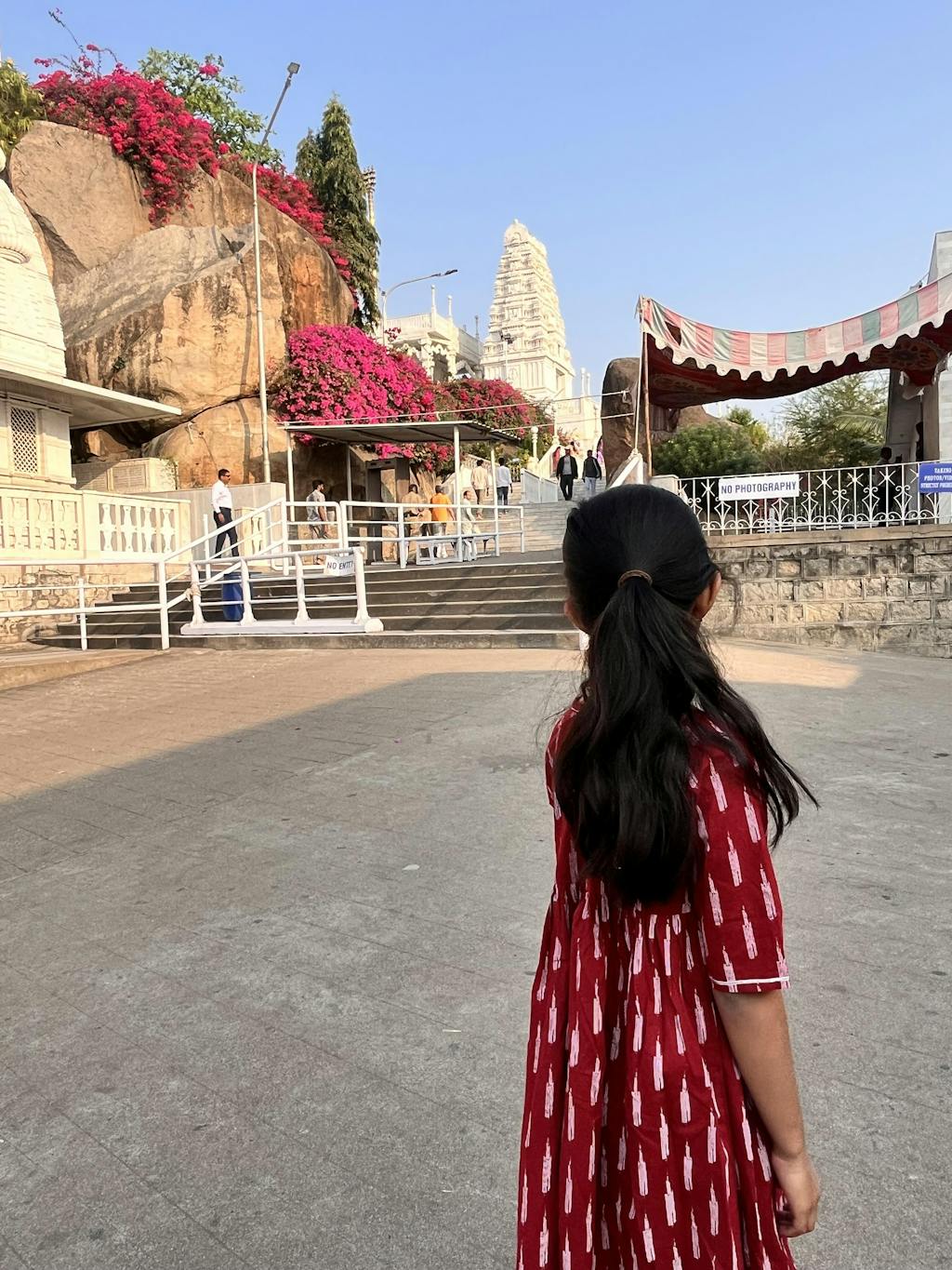 Kids Maroon Printed Cotton Angrakha Dress