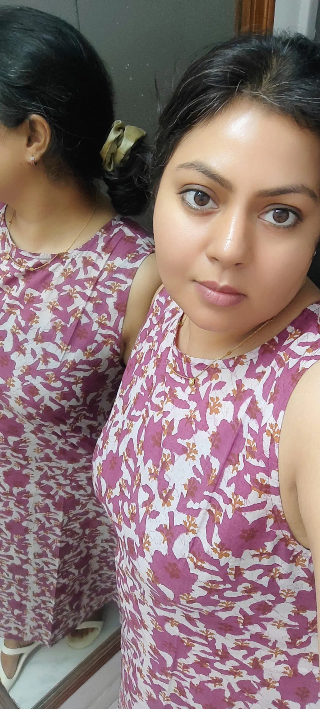 White Printed Sleeveless A-Line Cotton Dress