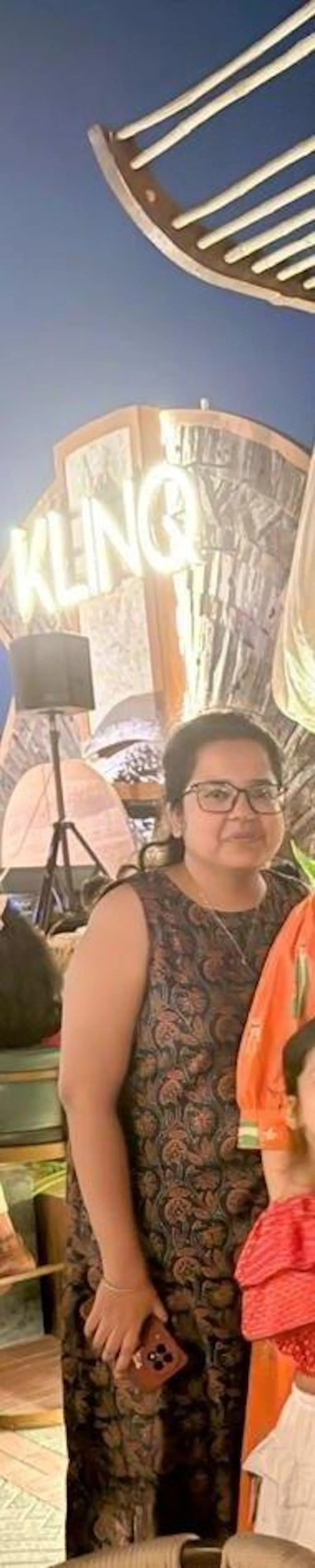 Navy Blue Printed Sleeveless A-Line Cotton Dress