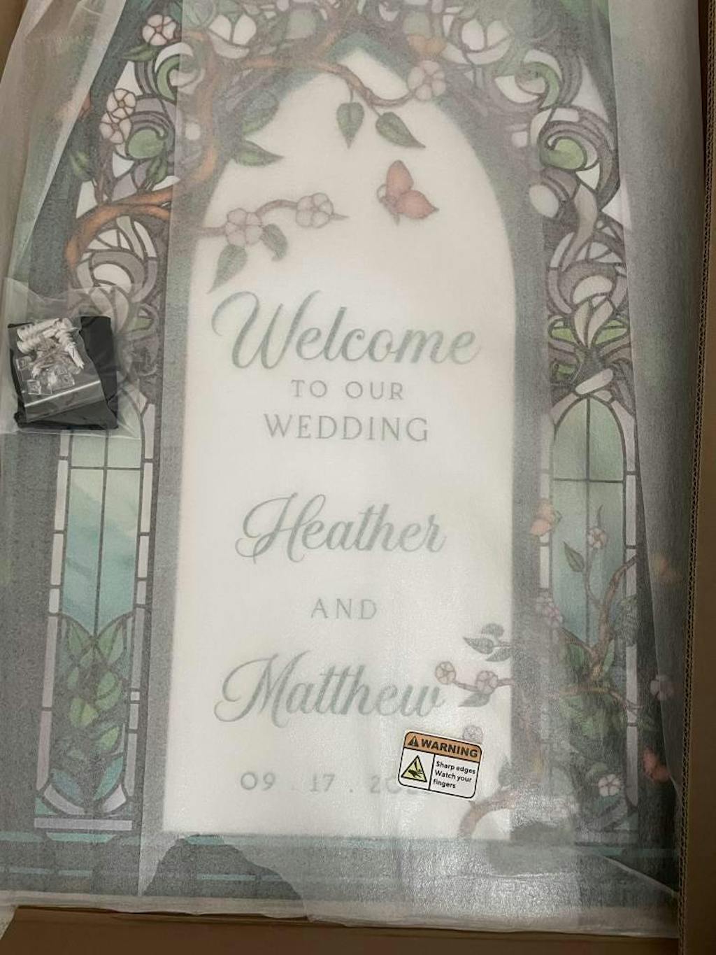 Wedding Welcome Sign, Stained Glass Wedding Entrance Sign, Custom Wildflowers Wedding Sign