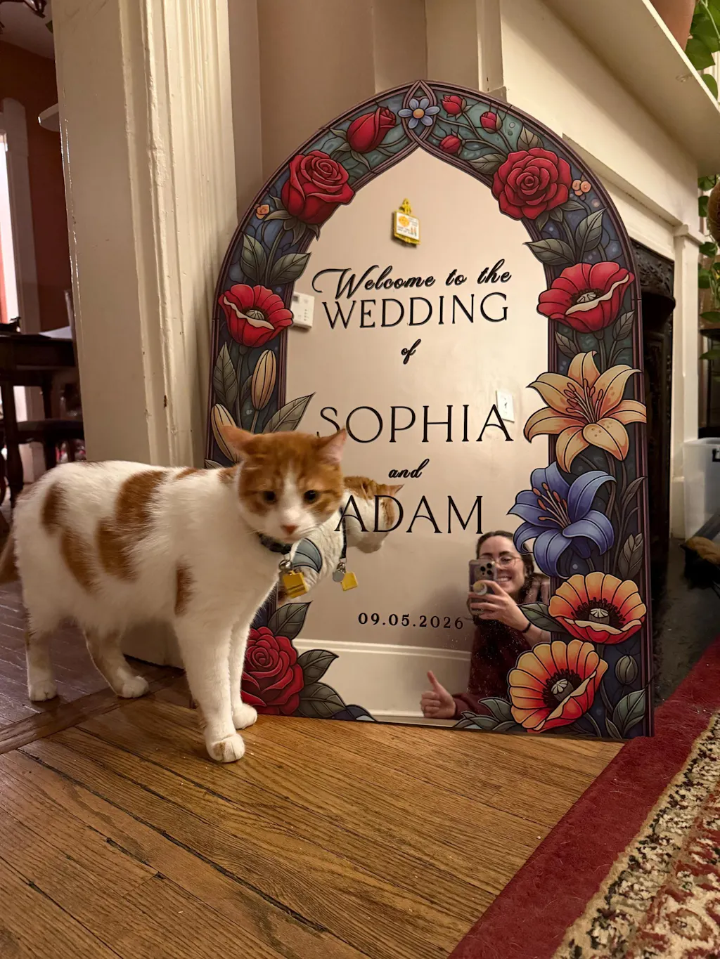 Personalized Floral Wedding Photo Booth Frame, Red Rose Theme Photobooth Frame