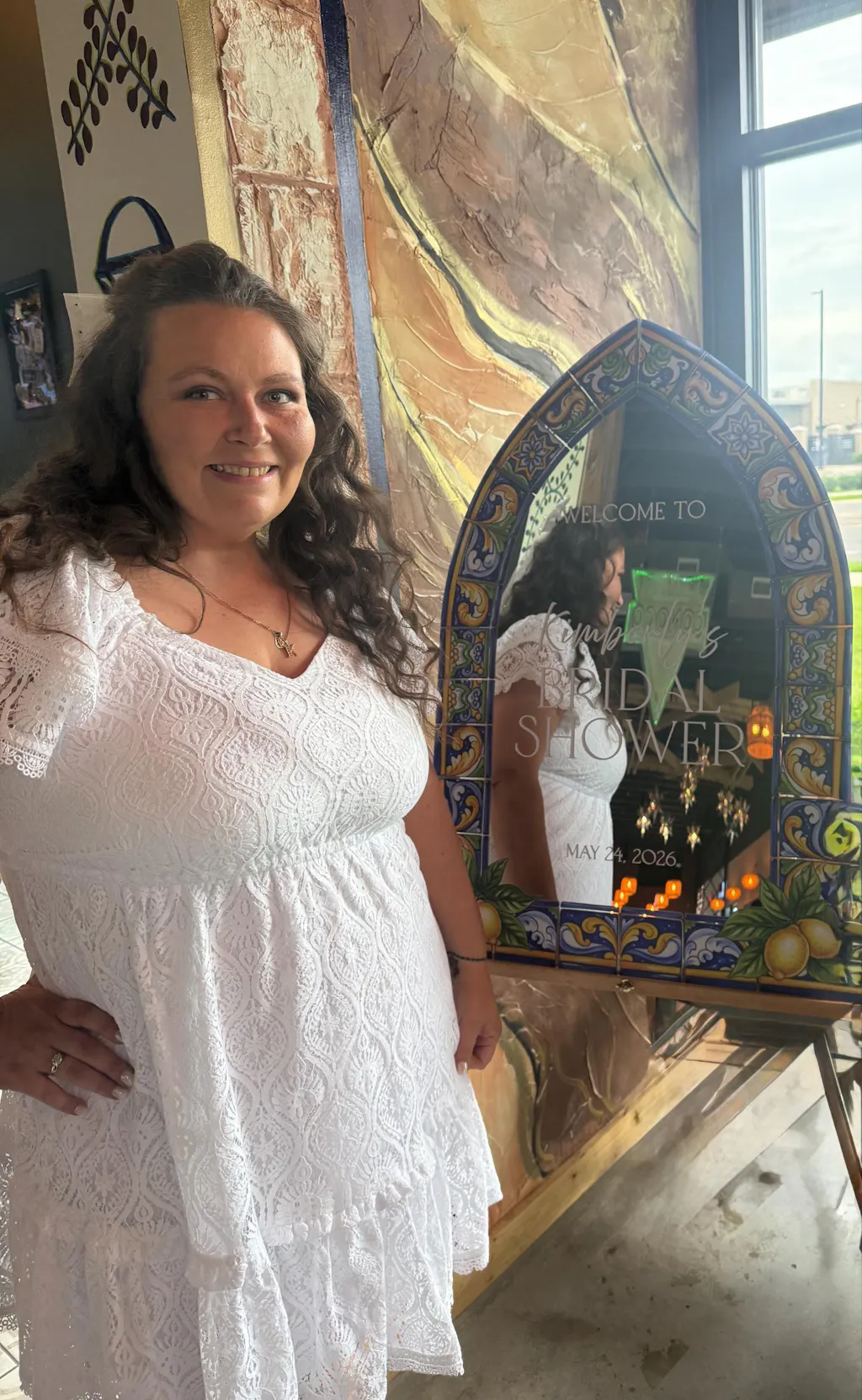 Italian Blue Tile Bridal Shower Sign — Lemon Arch