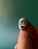 Sunrise ring sunset band turquoise coral chips seagull southwest sterling silver women men AS IS