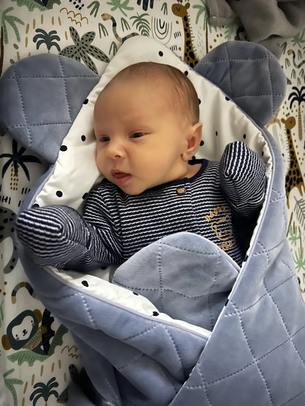 FIRST BABY - Royal Swaddle Blanket - Blue main image 1