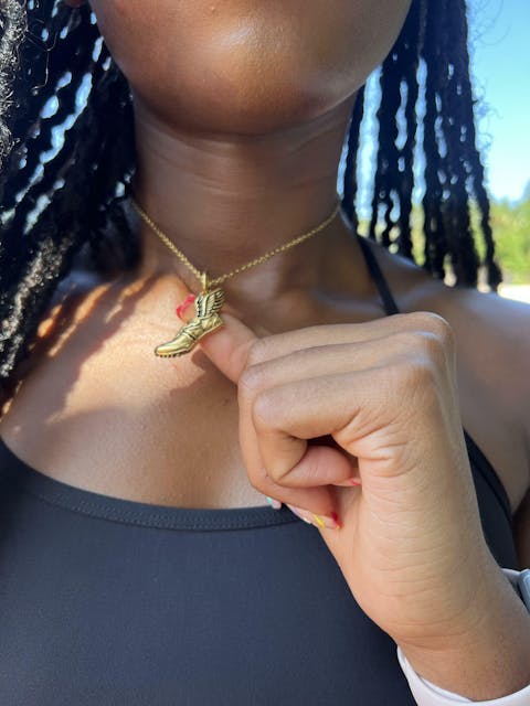 Winged Running Shoe Pendant and Chain Necklace