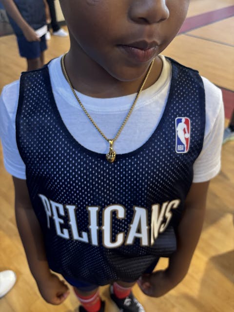 Hand Palming Basketball Pendant and Chain Necklace