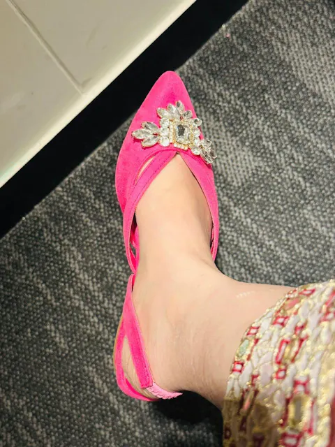 Velvet Pink Slingback Flats (11017)