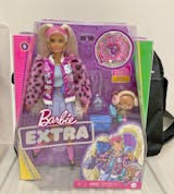  Barbie Extra Doll #8 in Pink Sparkly Varsity Jacket with Furry  Arms & Pet Teddy Bear, Extra-Long Crimped Pigtails, Layered Outfit &  Accessories, Multiple Flexible Joints, For Kids 3 Years Old