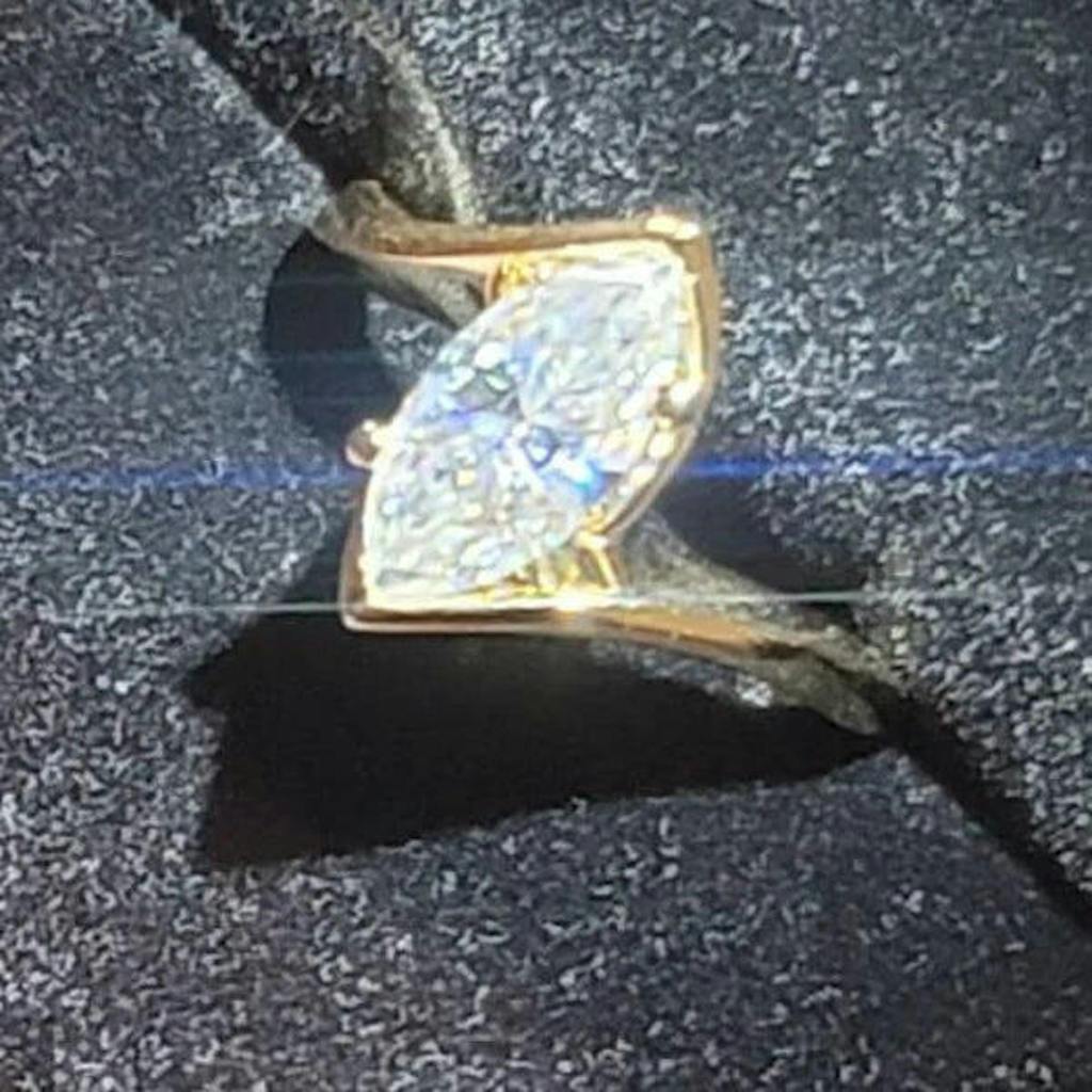Solid Gold Marquise Cut Moissanite Engagement Ring