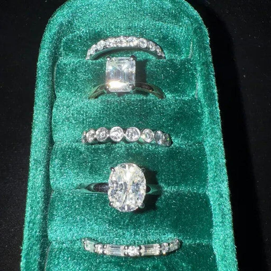 Solid Gold Emerald Cut Moissanite Engagement Ring