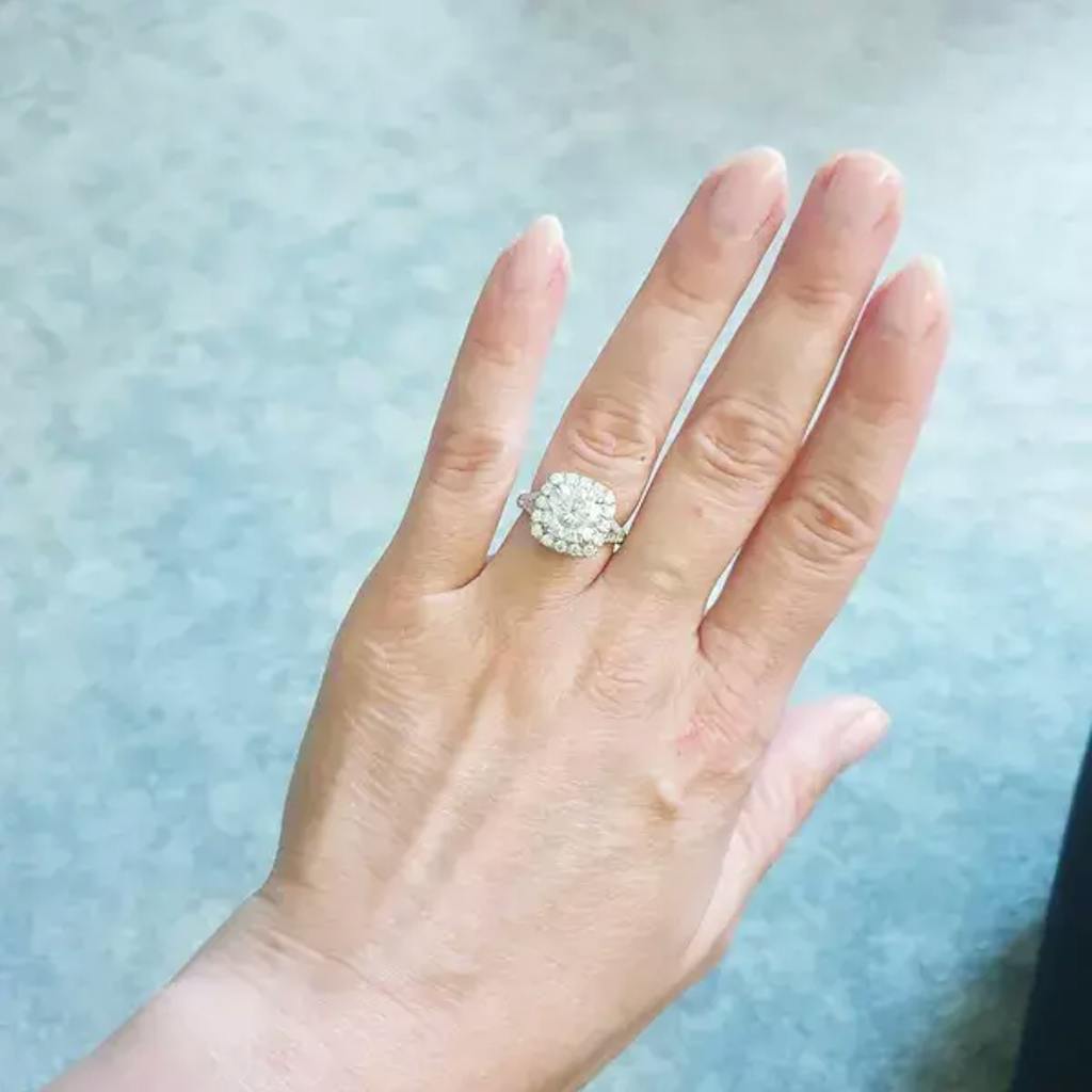 Solid Gold Halo Cushion Moissanite Engagement Ring