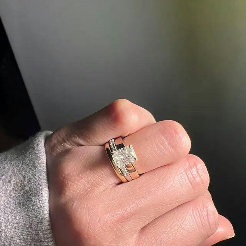 3mm Band Radiant Cut Moissanite Engagement Ring