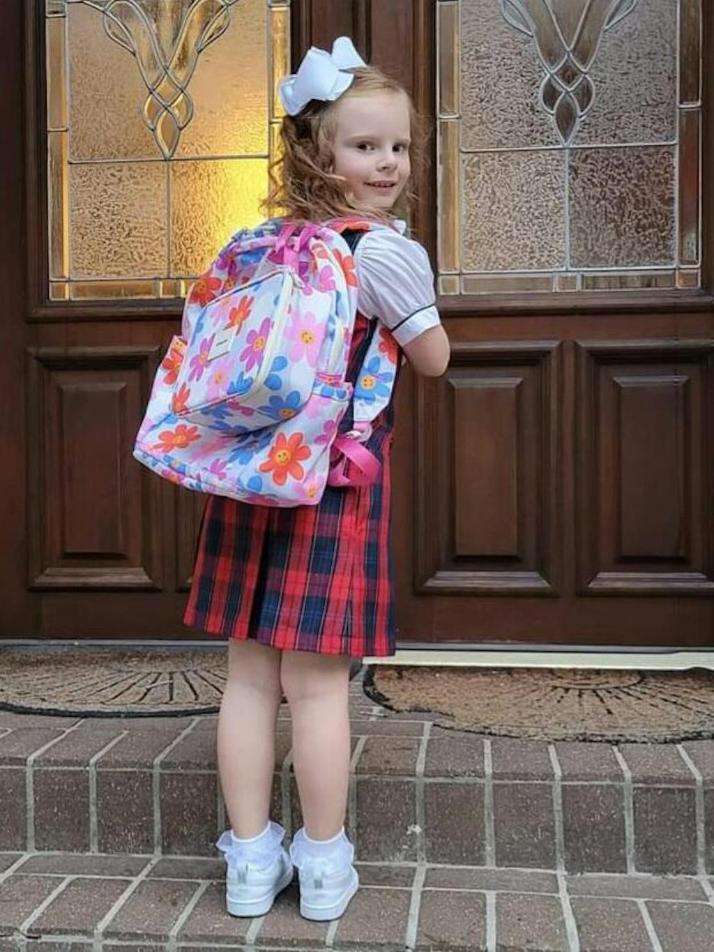 STATE Bags | Kane Kids Double Pocket Backpack Recycled Poly Canvas Daisies