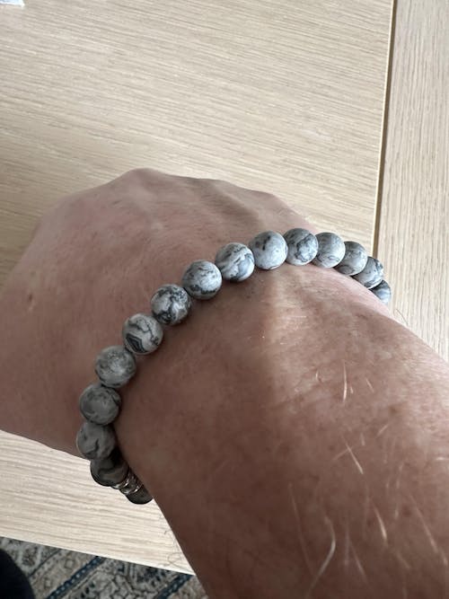 8mm Round Gemstone Bracelet Matt Map Jasper