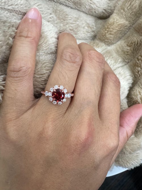 Bethany 1.5CT Round Cut Burgundy Gemstone Ring