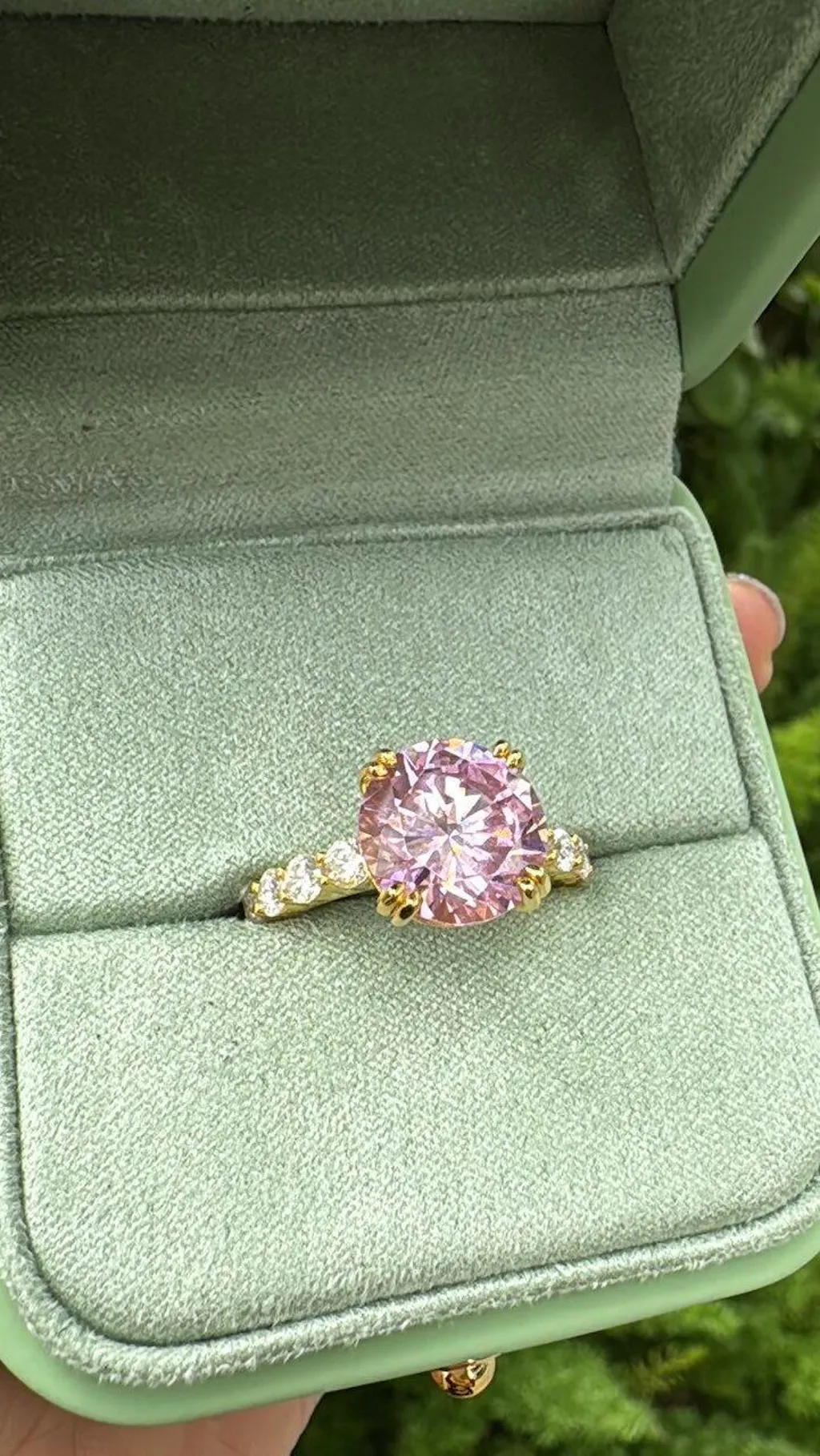 The Gilded Muse | Vintage 3CT Pink Solitaire Engagement Ring in Solid Gold