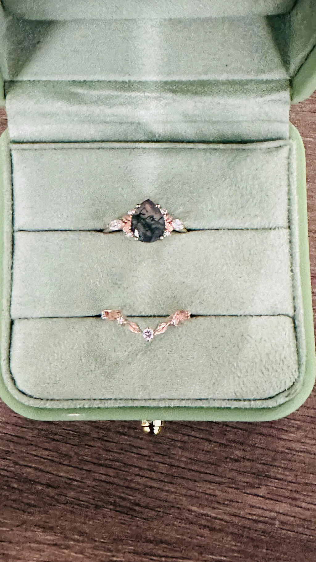 Aurora’s Fairy Bower | Pear Shaped Moss Agate Leafy Bridal Set 2pcs