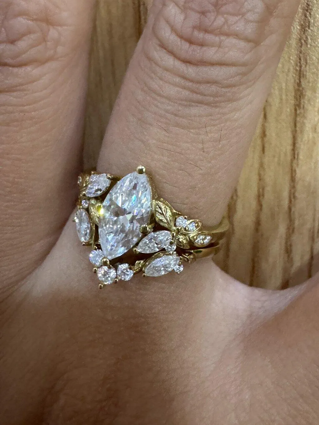 Peony's Bloom | Marquise Pink Sapphire Bridal Set 2pcs