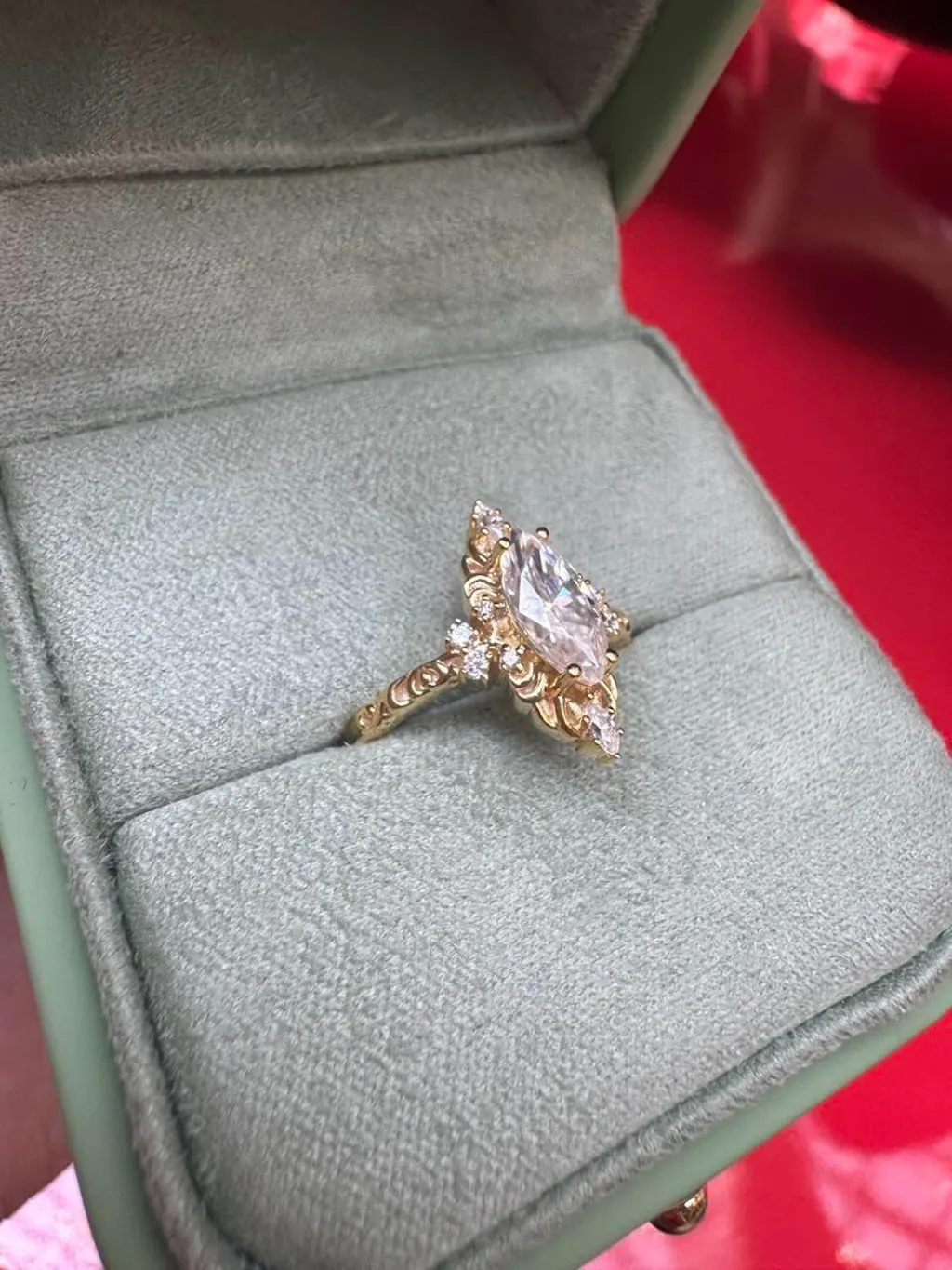 Aurora Swirl | Marquise Diamond Ring with Filigree Setting