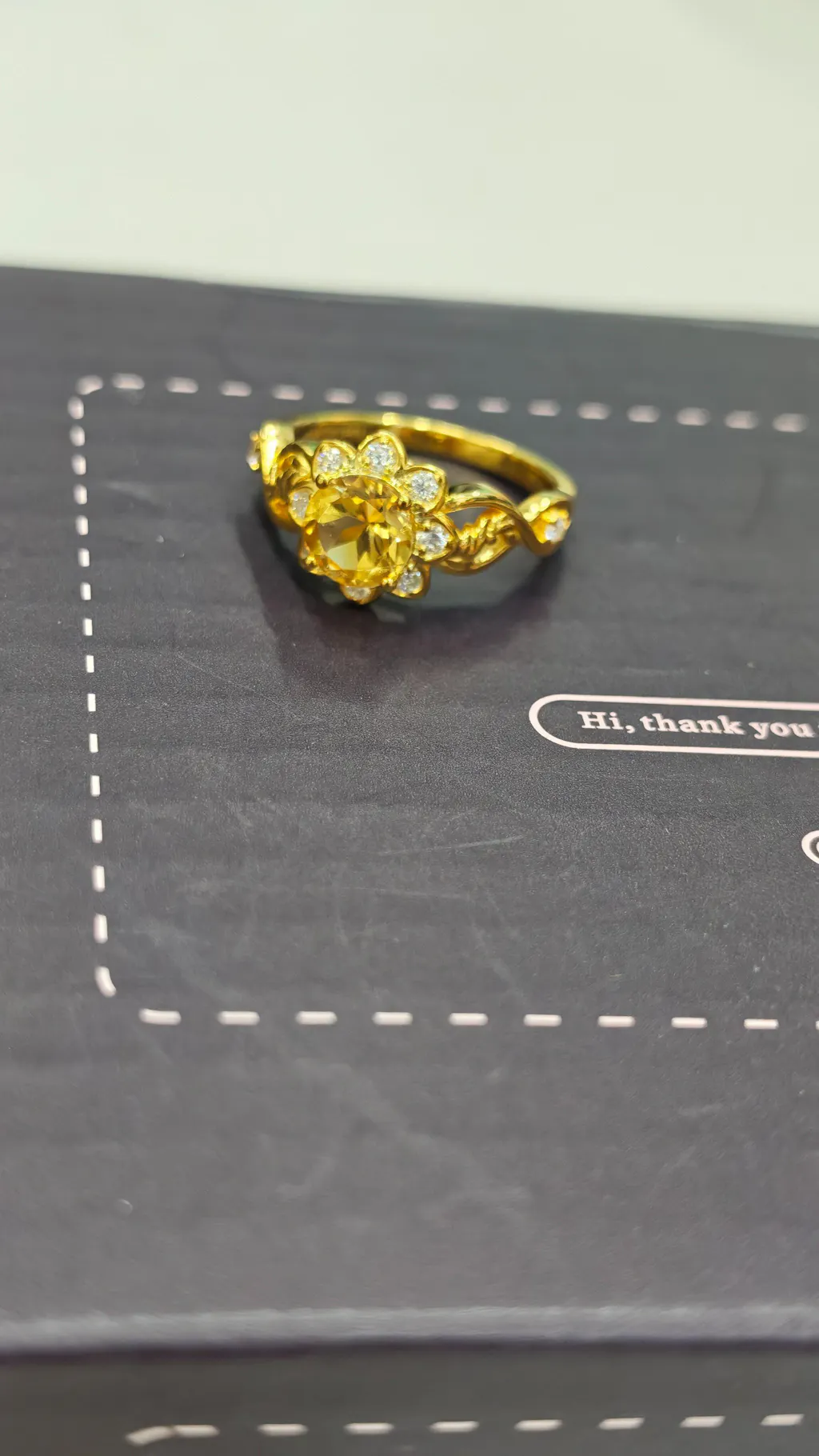 Solara's Petal | Citrine Floral Diamond Halo Ring