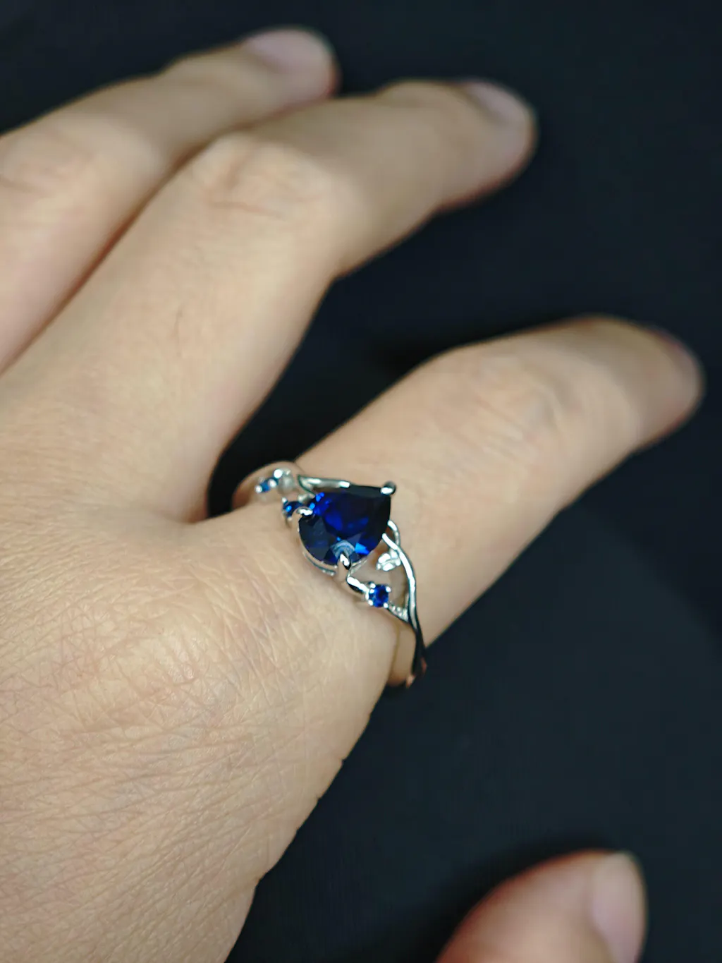 Athena’s Royalty | 1CT Pear Cut Royal Blue Sapphire Engagement Ring