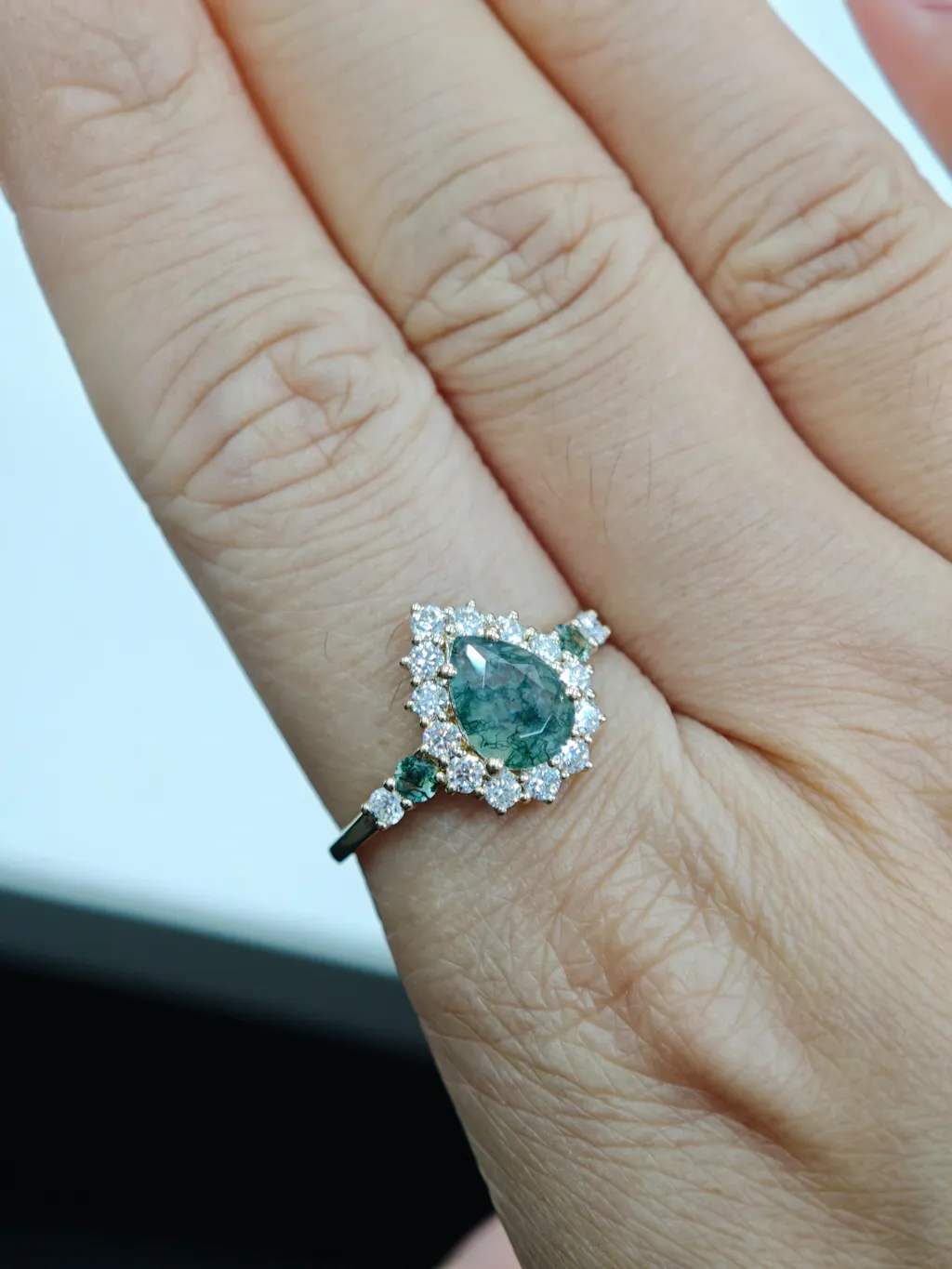 Stella's Mint | Classic Pear Cut Green Diamond Engagement Ring