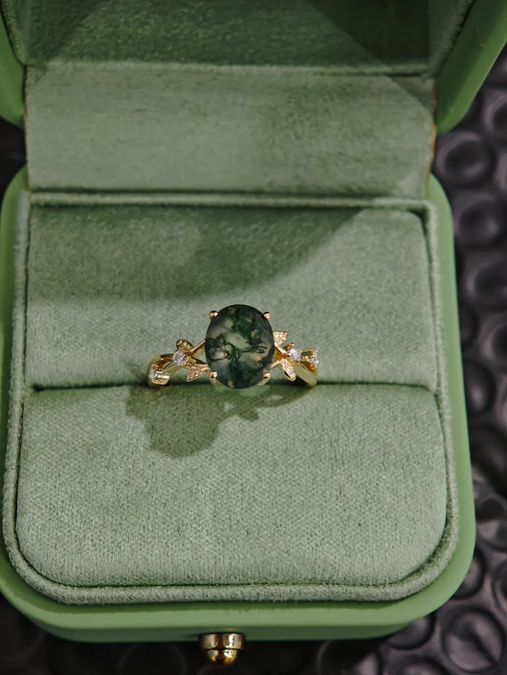 Sylvie’s Twig | Oval Cut Moss Agate Engagement Ring