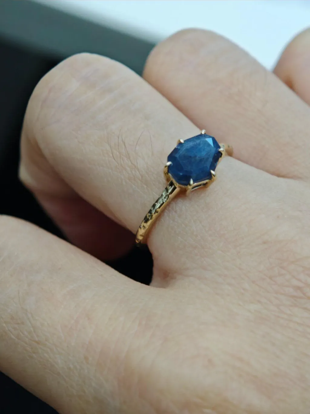 Gaia’s Gem | Organic Raw Sapphire Solitaire Engagement Ring