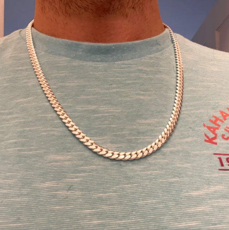 Silver cuban link choker on sale chain