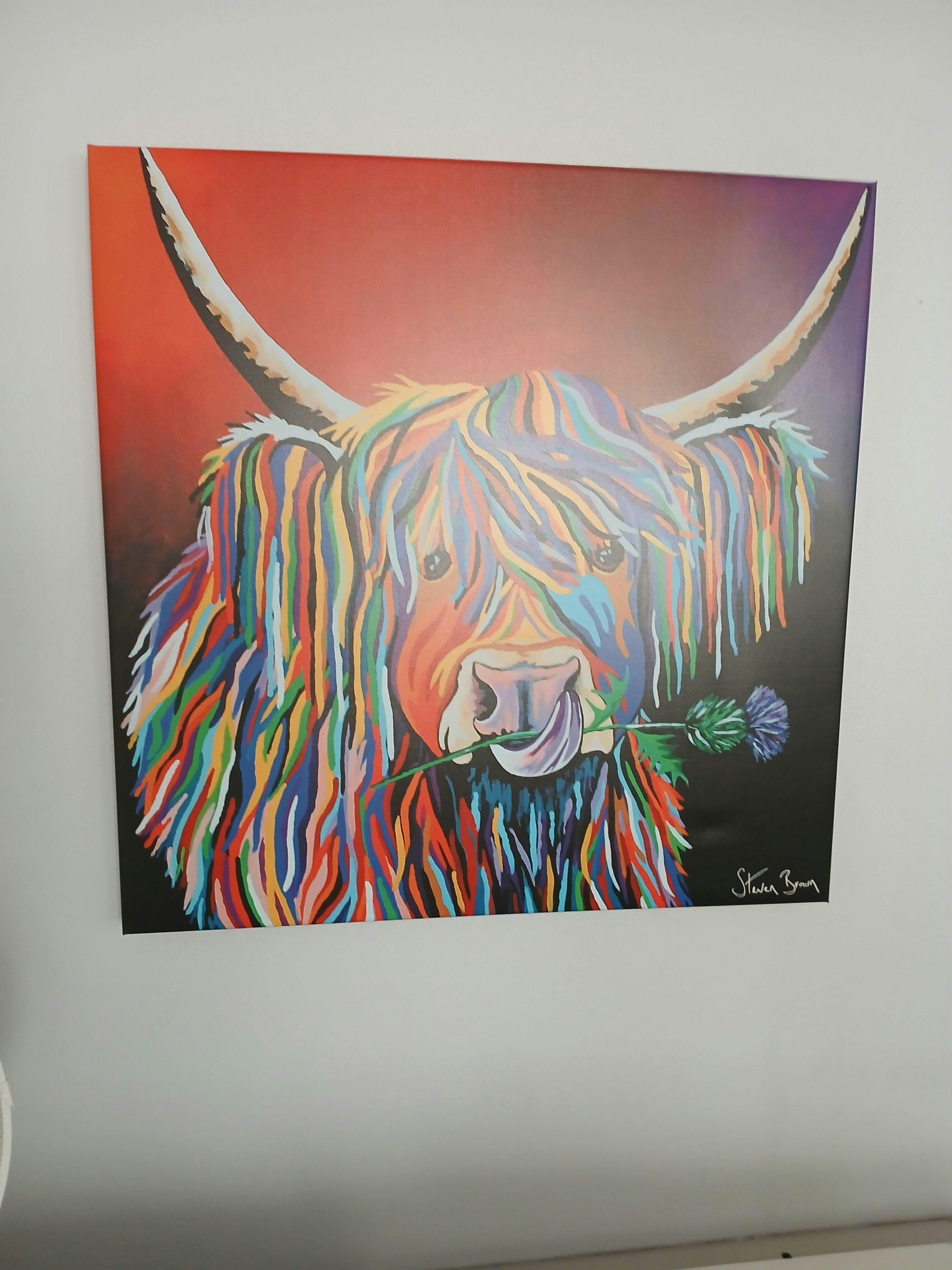 ◾️高音質️UKオリジナル盤/ディラン,ストーンズ,ボウイ他カバーアルバム■COW Colourful Highland Cow - Lizzie McCoo Canvas | Steven Brown Art